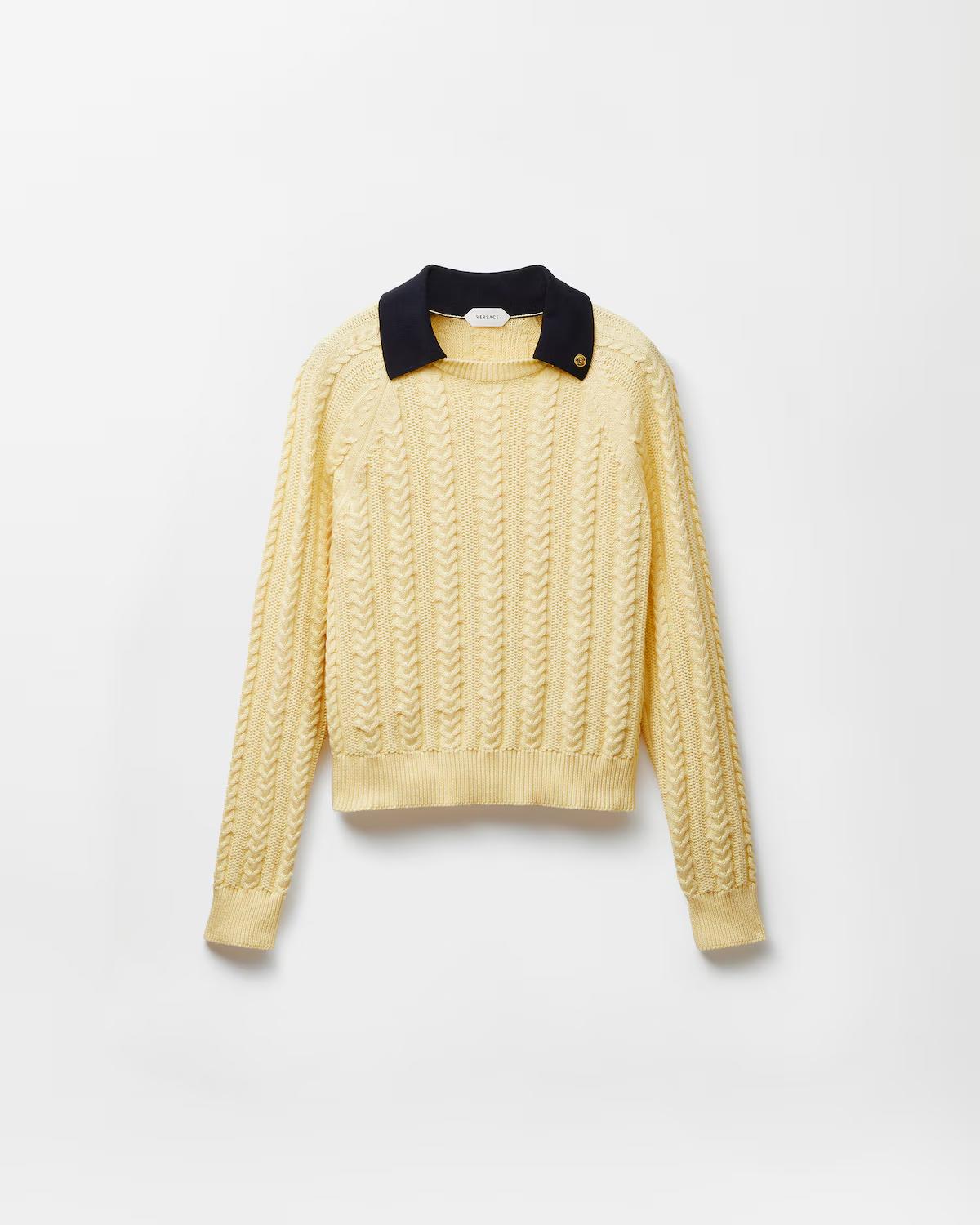 Cotton Cable Knit Polo