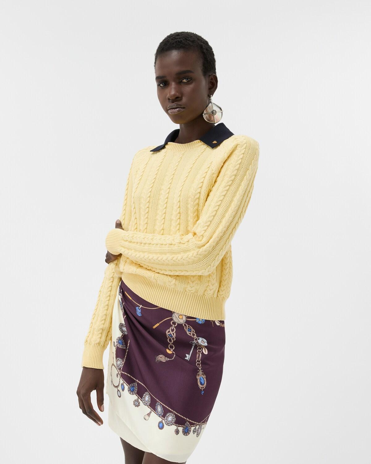 Cotton Cable Knit Polo - Image 4