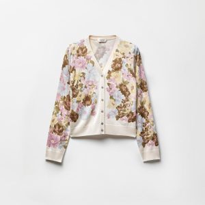 Printed Silk Knit Cardigan