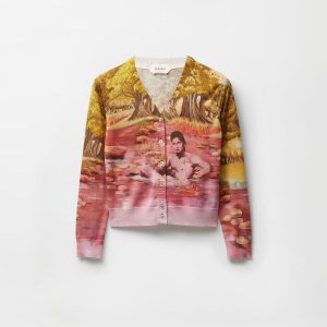 Printed Silk Knit Cardigan