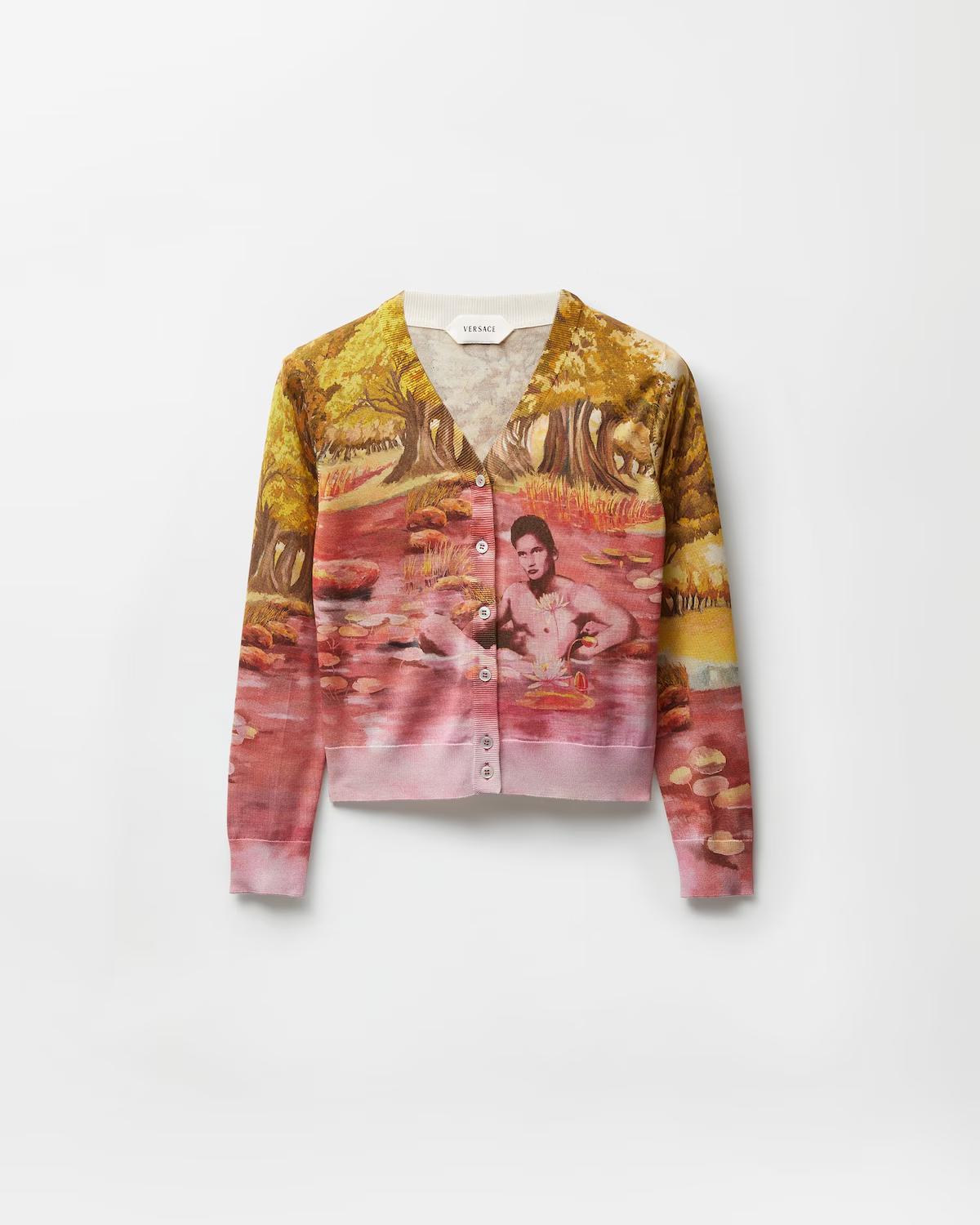 Printed Silk Knit Cardigan