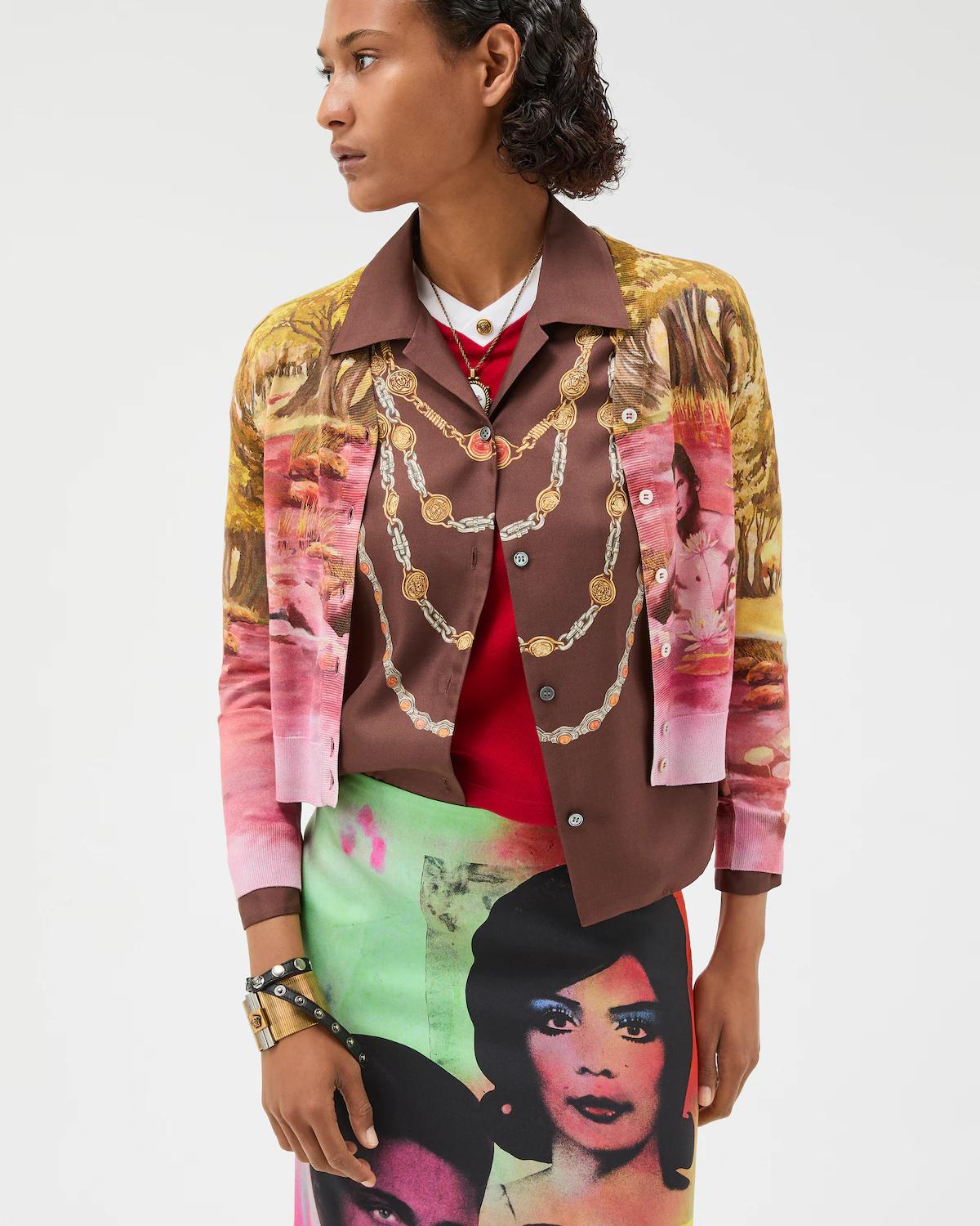 Printed Silk Knit Cardigan - Image 2