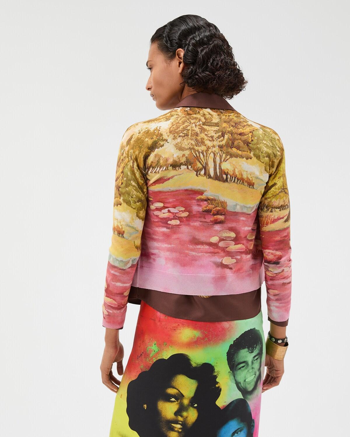 Printed Silk Knit Cardigan - Image 3