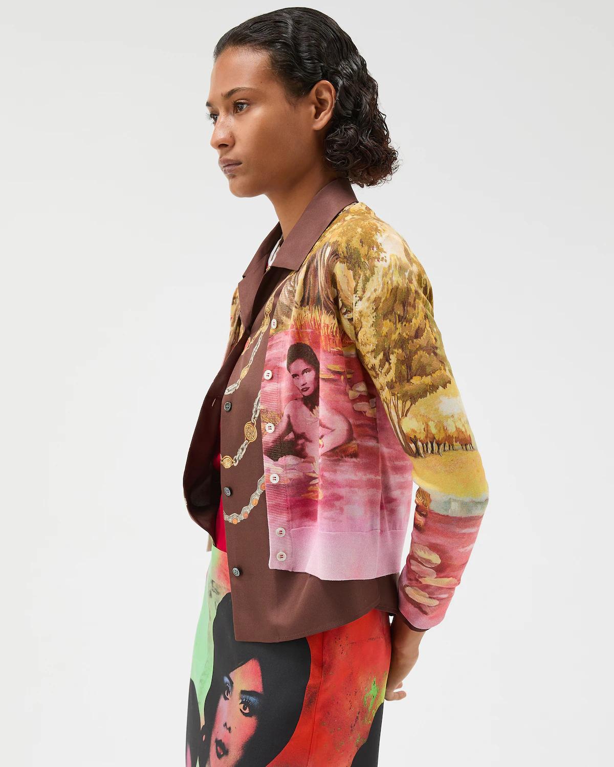 Printed Silk Knit Cardigan - Image 4