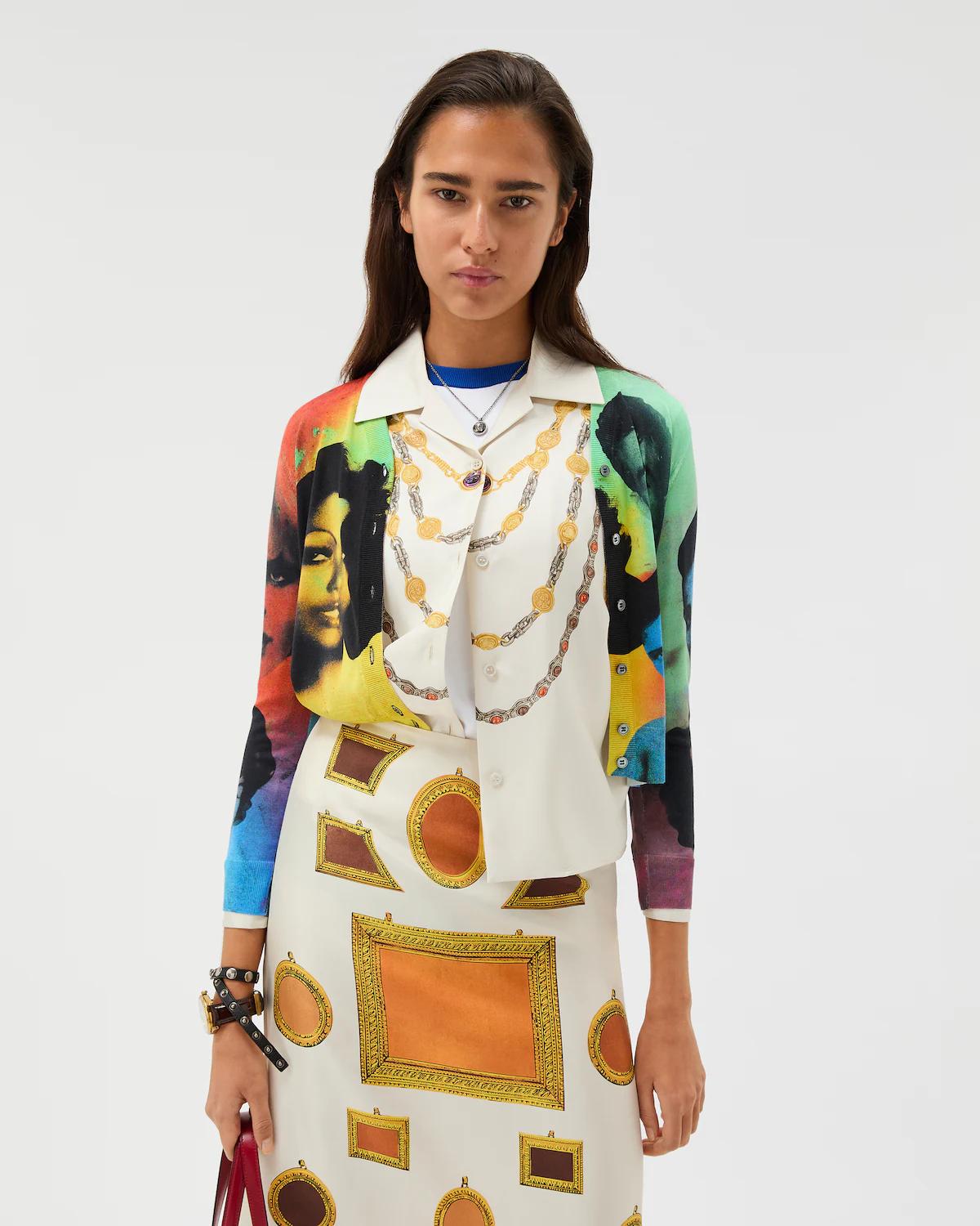 Printed Silk Knit Cardigan - Image 2