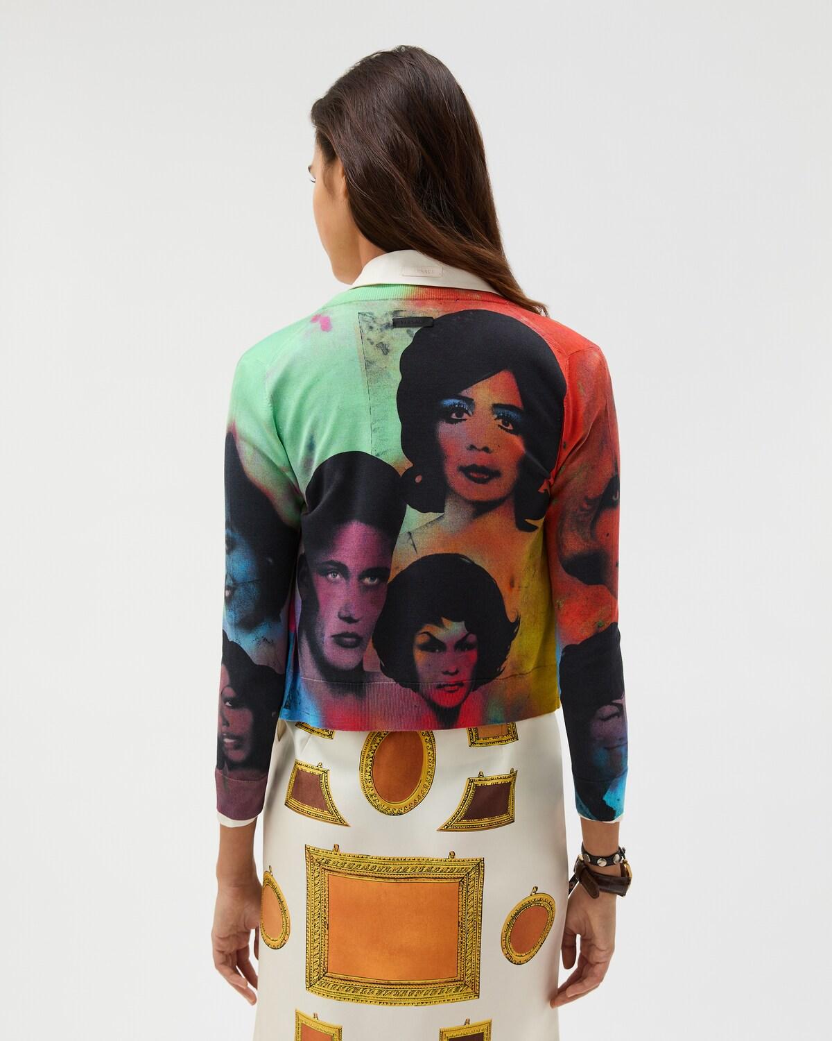 Printed Silk Knit Cardigan - Image 3