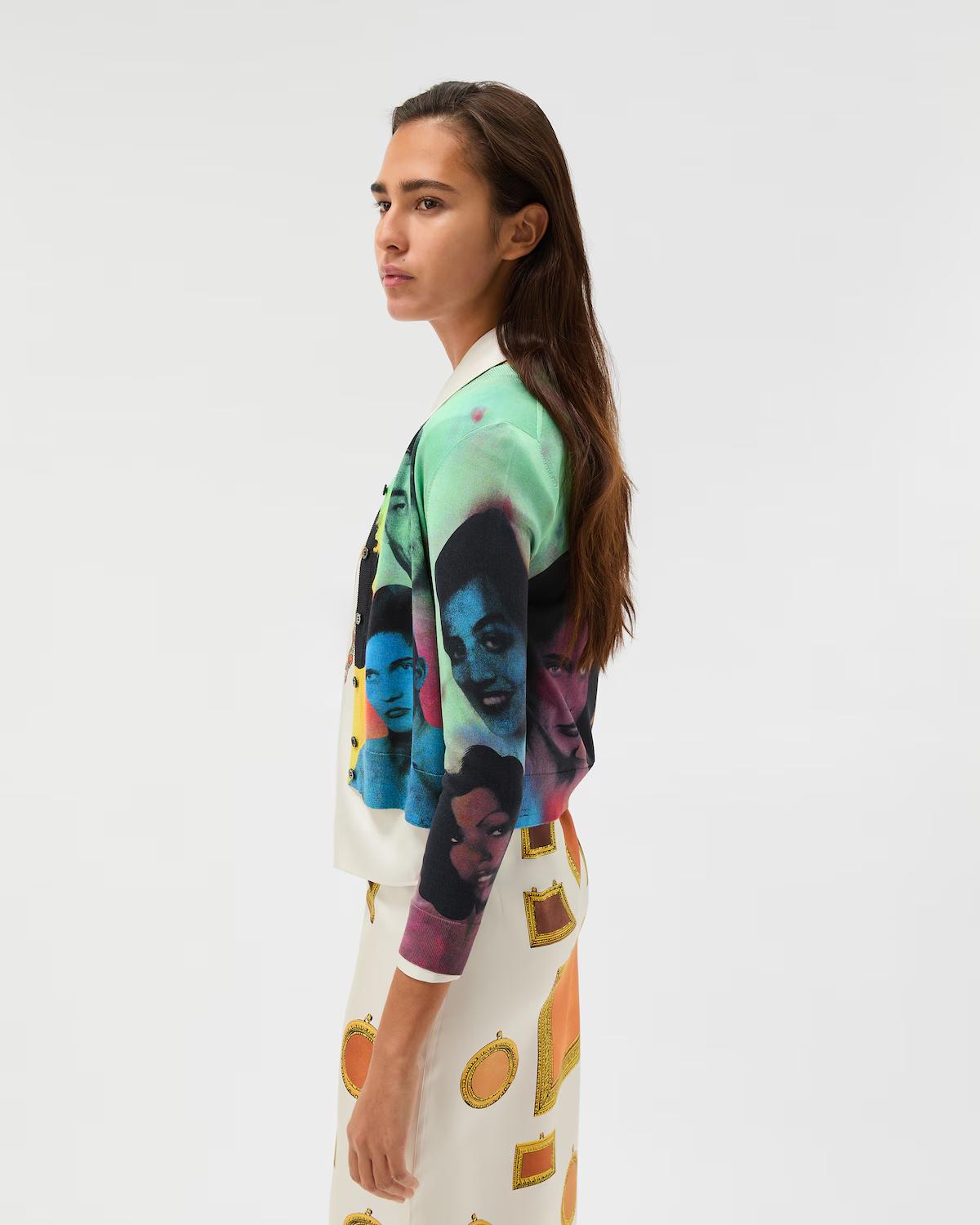 Printed Silk Knit Cardigan - Image 4