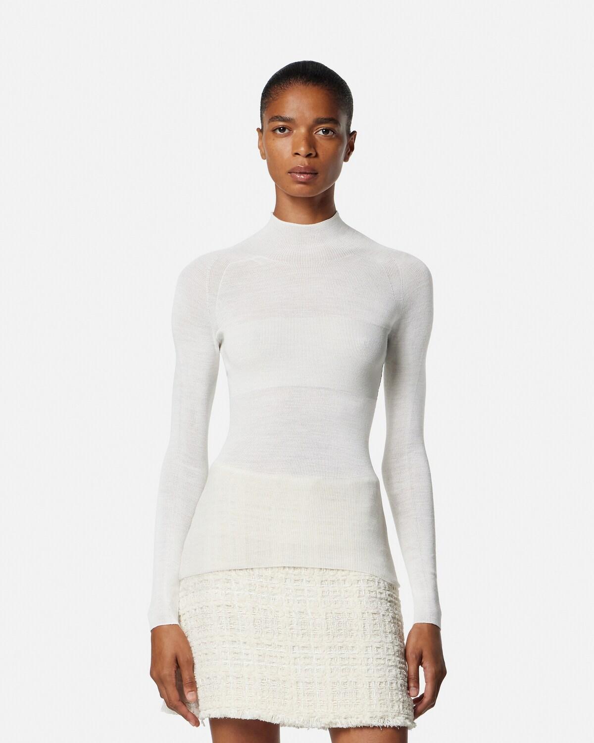 Merino Wool Fitted Ribbed Knit Top - Image 4