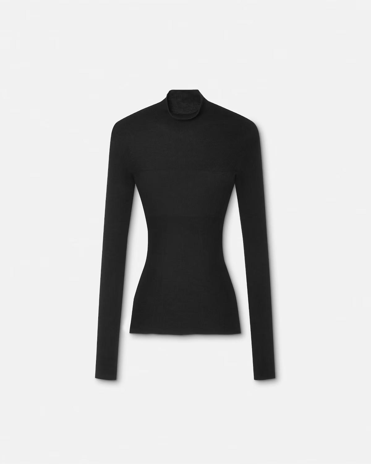 Merino Wool Fitted Ribbed Knit Top