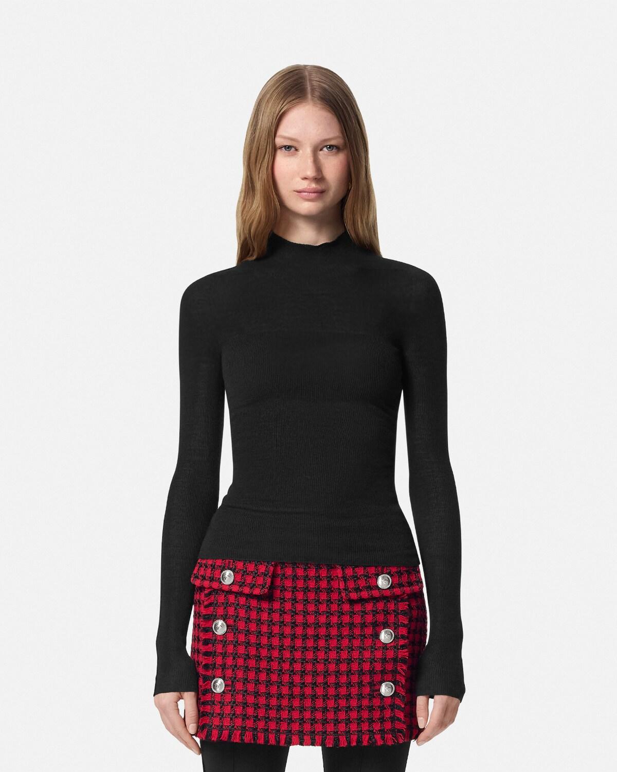 Merino Wool Fitted Ribbed Knit Top - Image 4