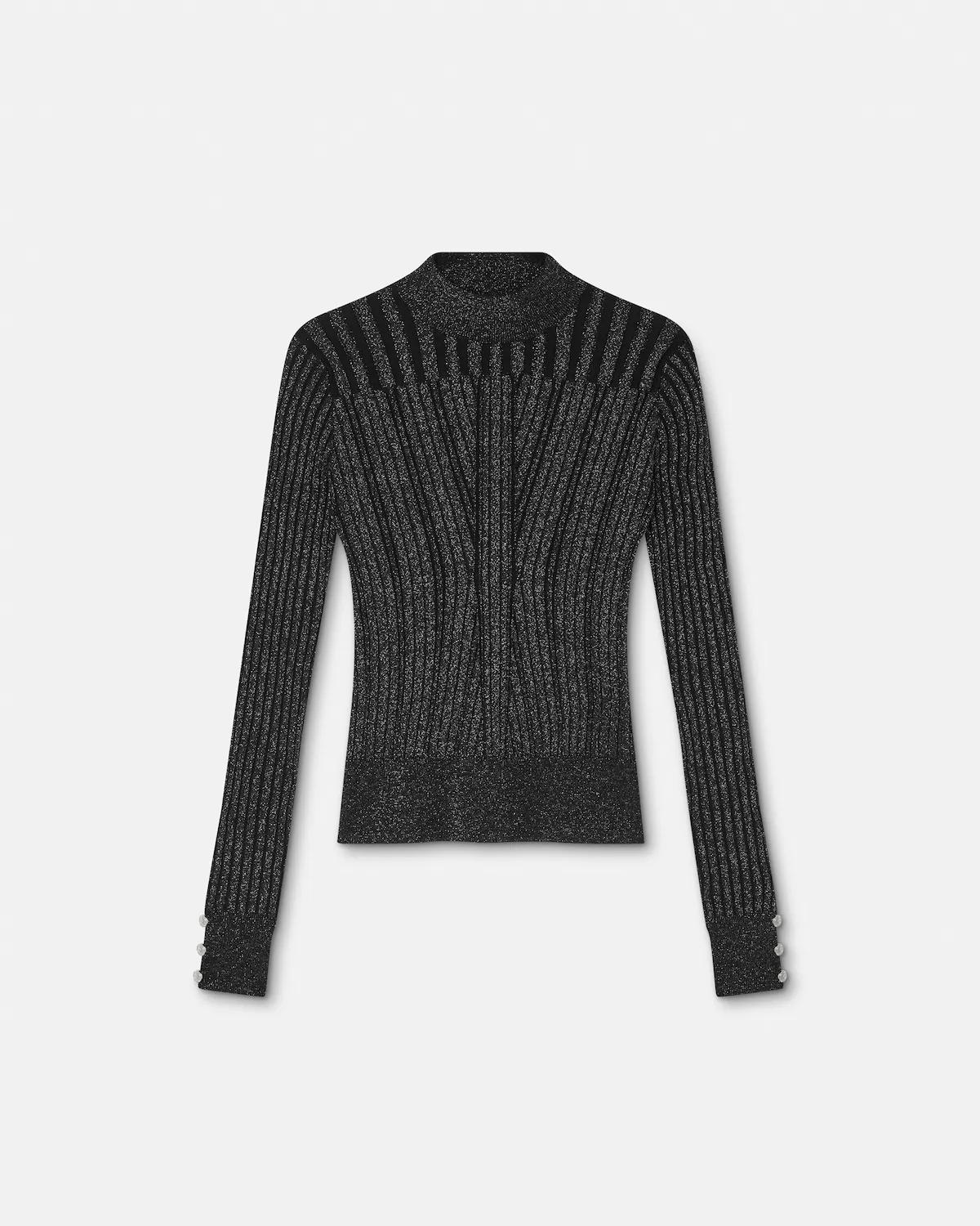 Lurex-Blend Ribbed Knit Top