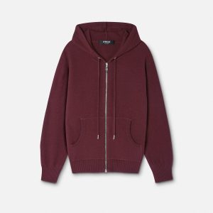 Cashmere-Wool Knit Zip Hoodie