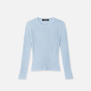 Ribbed Knit Viscose-Blend Crewneck Top