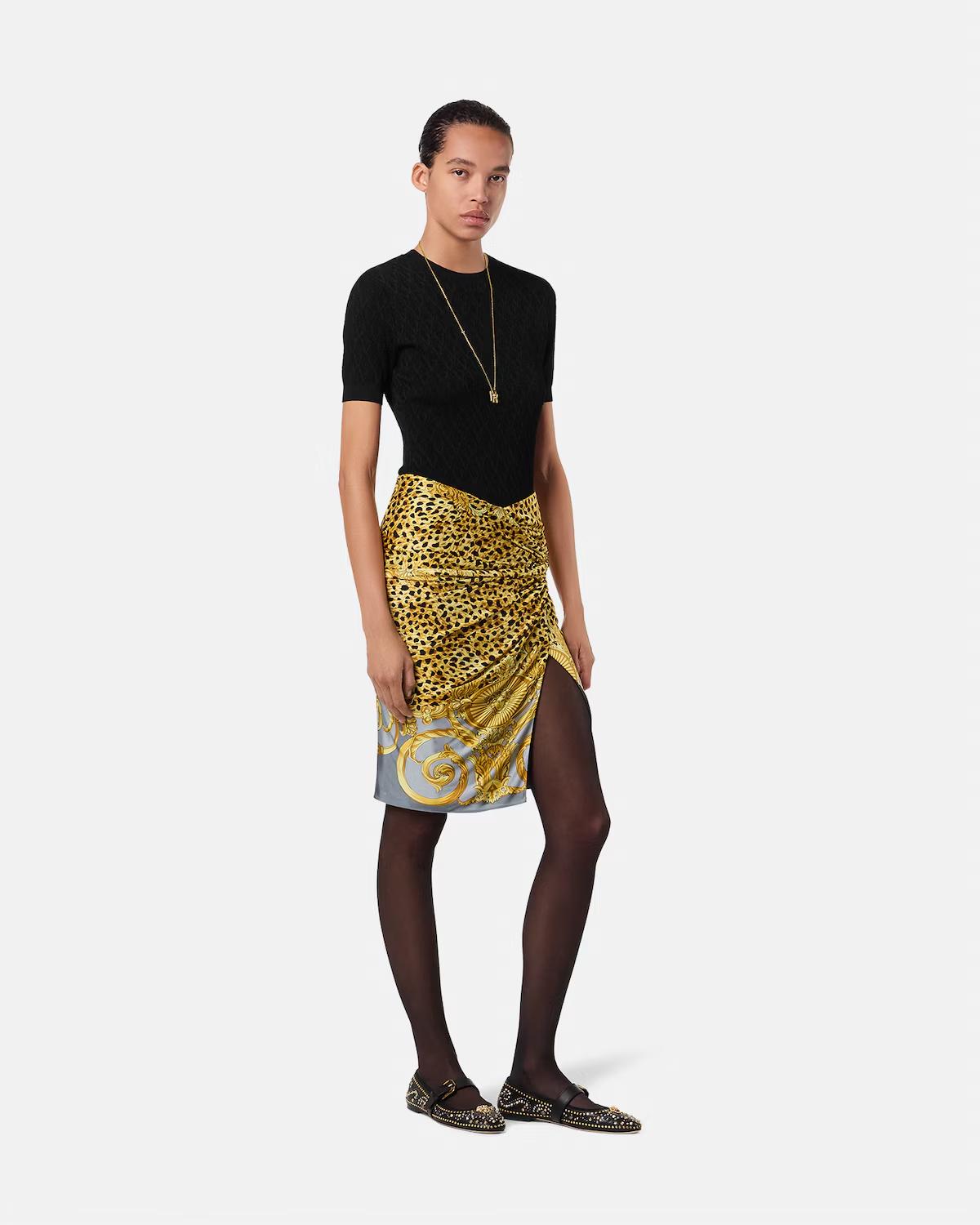 Jacquard Stretch Viscose Fitted Knit T-Shirt - Image 2
