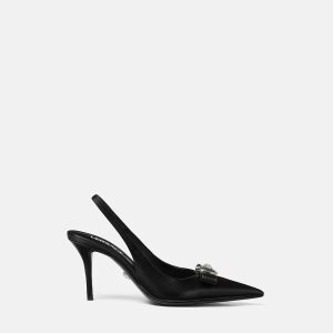 Gianni Ribbon Leather Slingbacks 85 mm