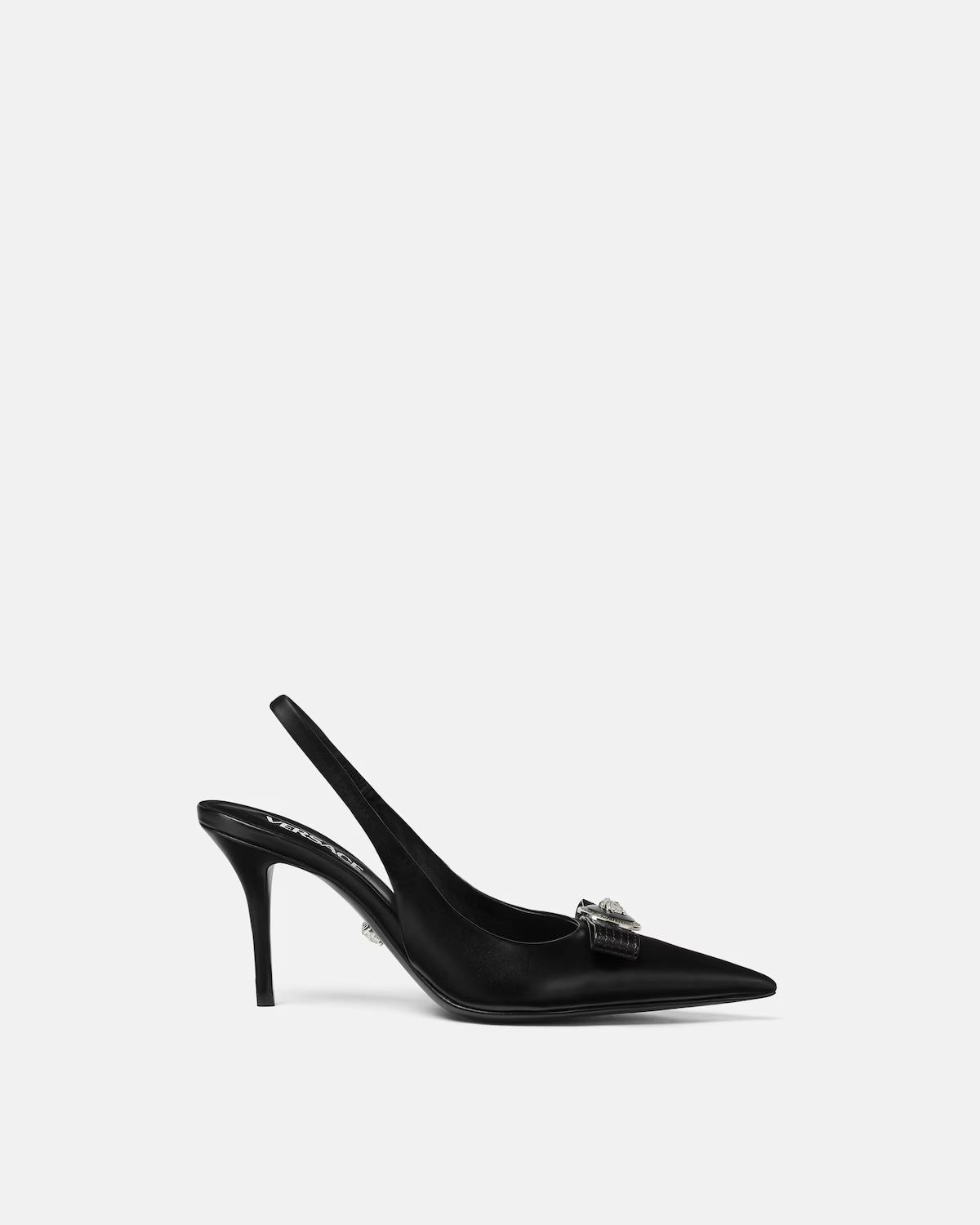 Gianni Ribbon Leather Slingbacks 85 mm