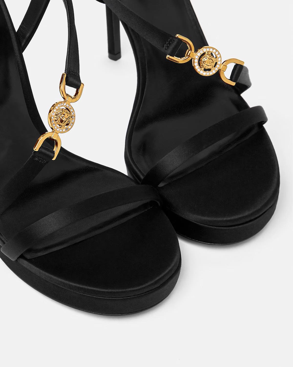 Medusa '95 Embellished Satin Sandals 115 mm - Image 3