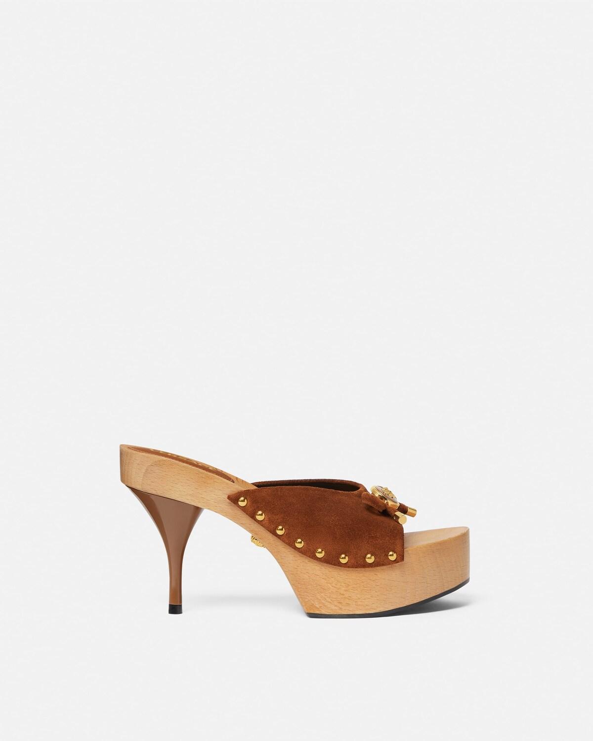 Opera Bow Suede Clogs 110 mm