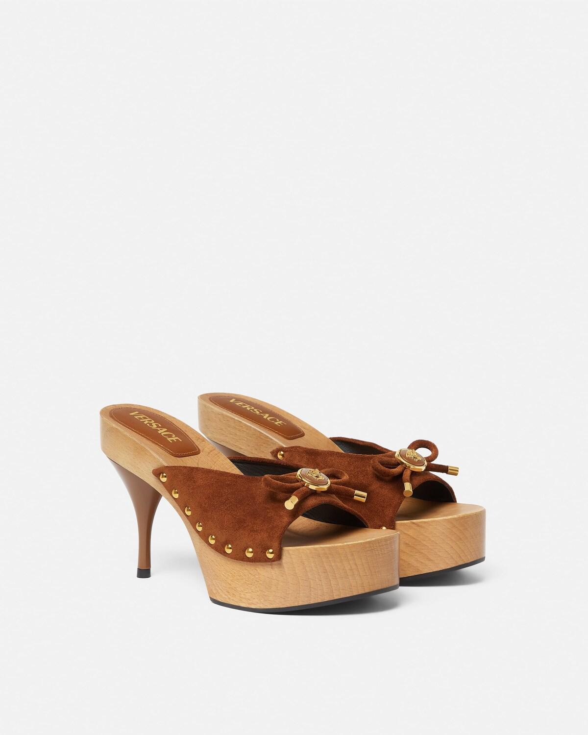 Opera Bow Suede Clogs 110 mm - Image 2