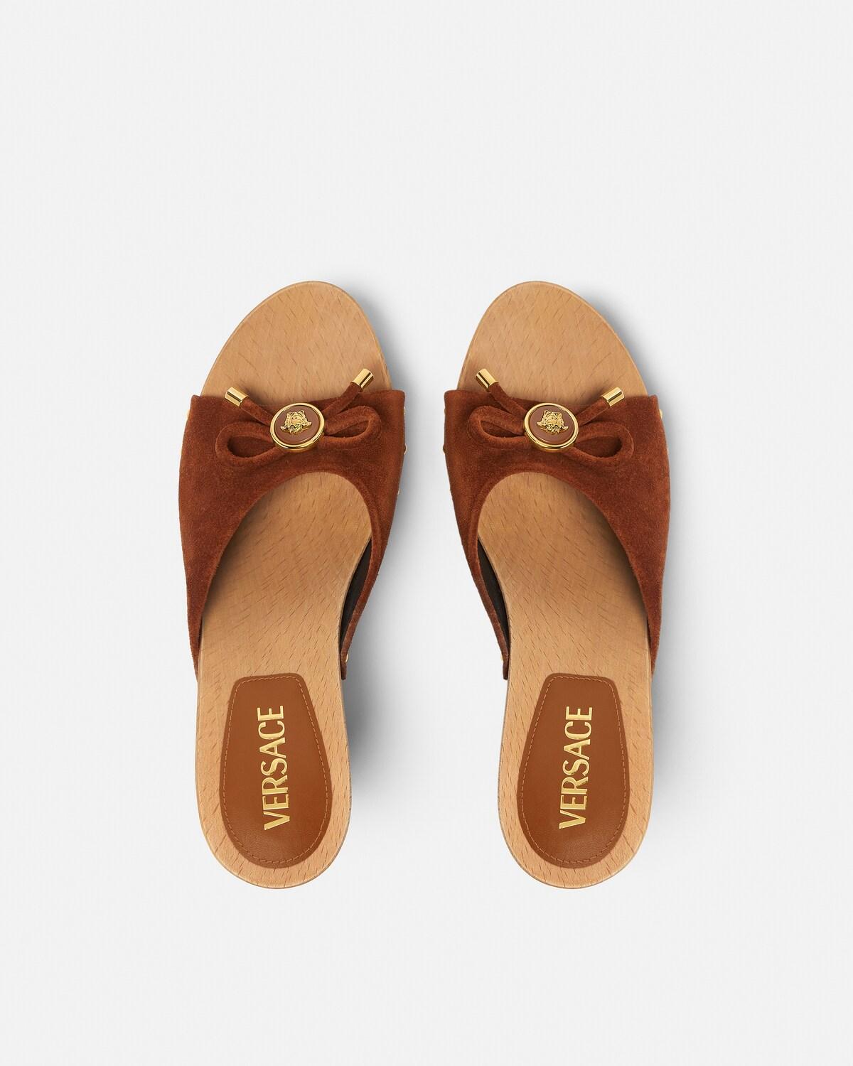 Opera Bow Suede Clogs 110 mm - Image 3