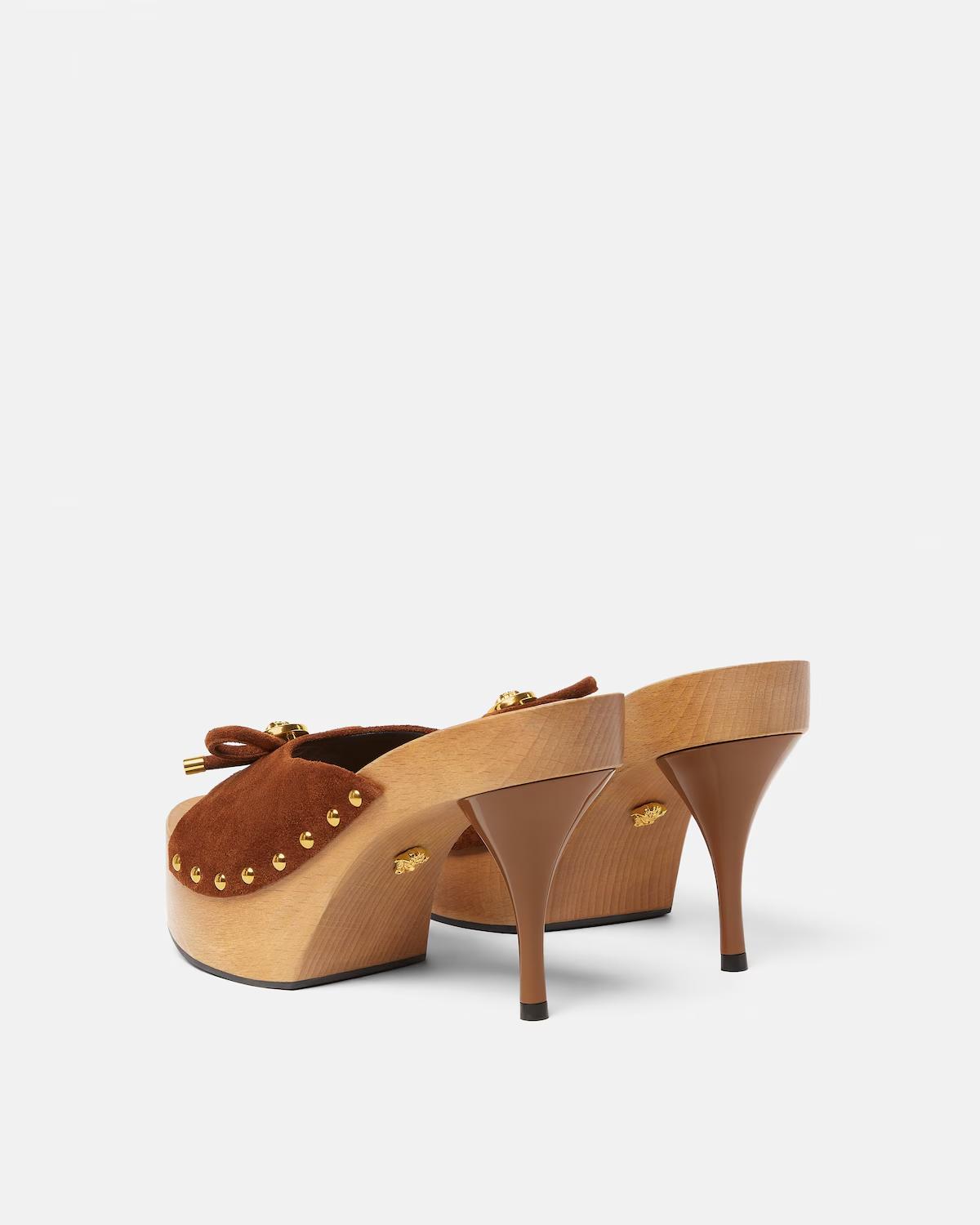 Opera Bow Suede Clogs 110 mm - Image 4