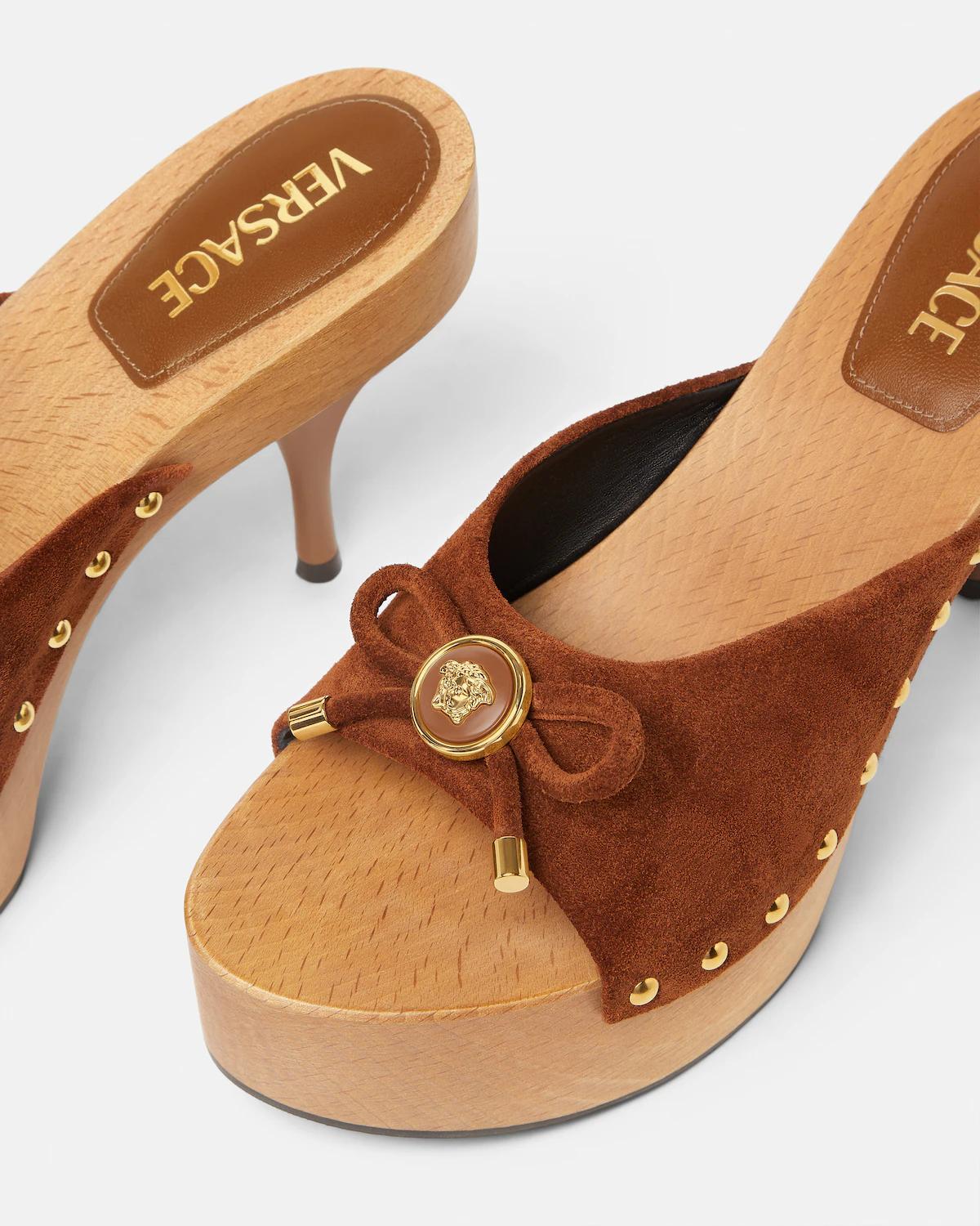 Opera Bow Suede Clogs 110 mm - Image 5