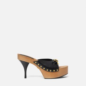 Opera Bow Leather Clogs 110 mm