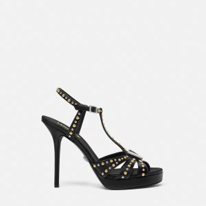 V Embellished Leather Sandals 120 mm