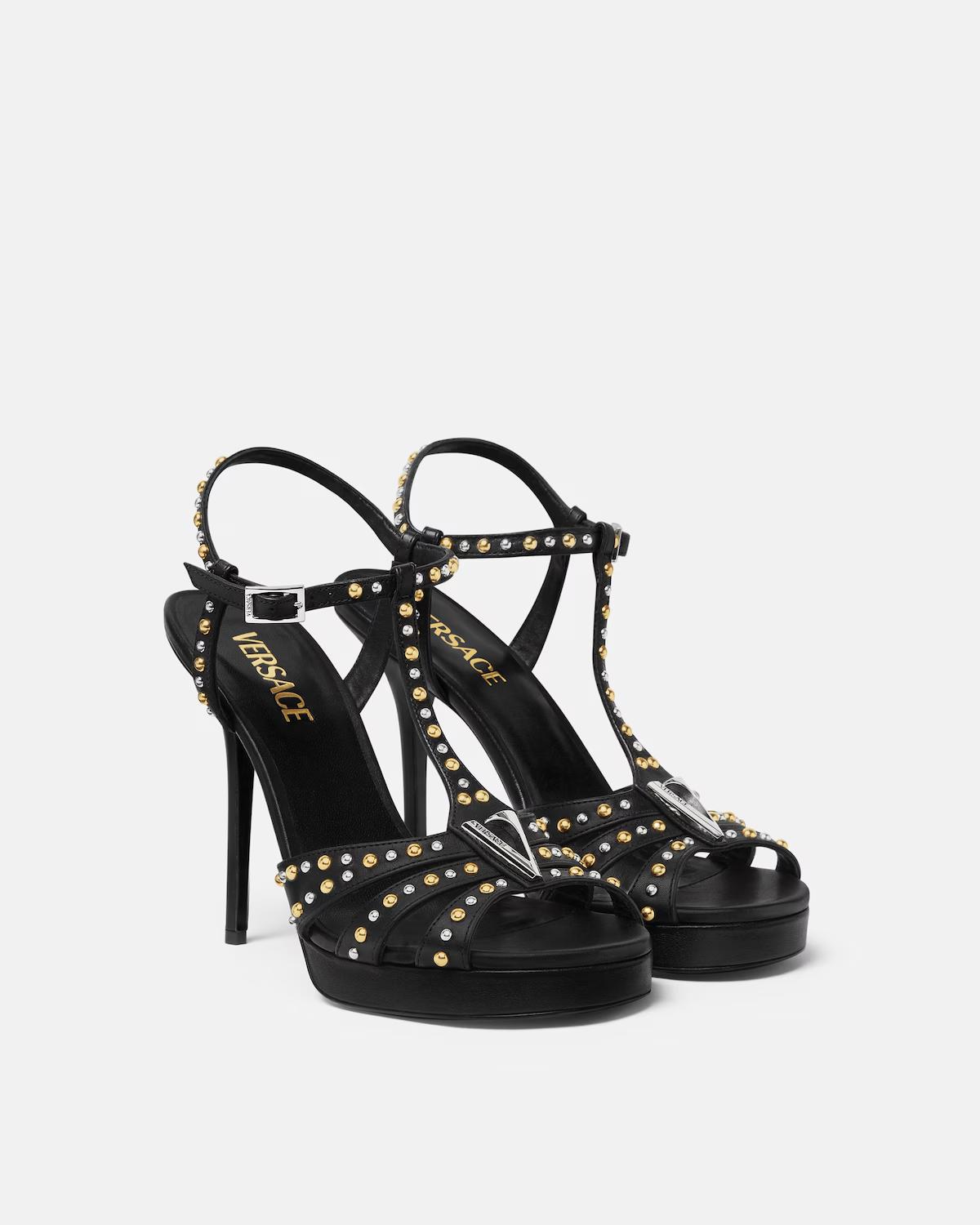 V Embellished Leather Sandals 120 mm - Image 2