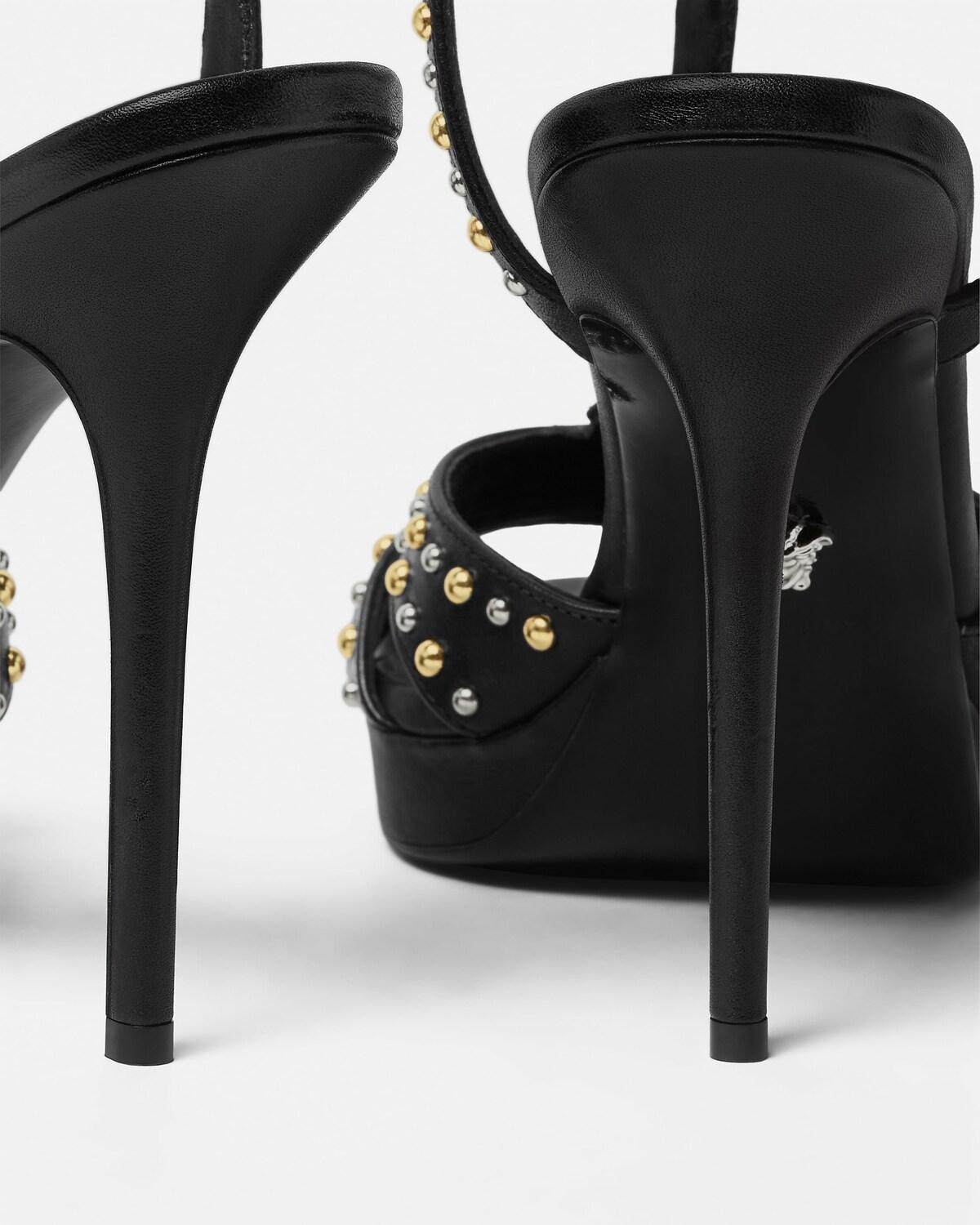 V Embellished Leather Sandals 120 mm - Image 5