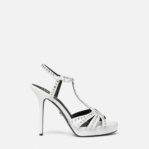 V Embellished Leather Sandals 115 mm