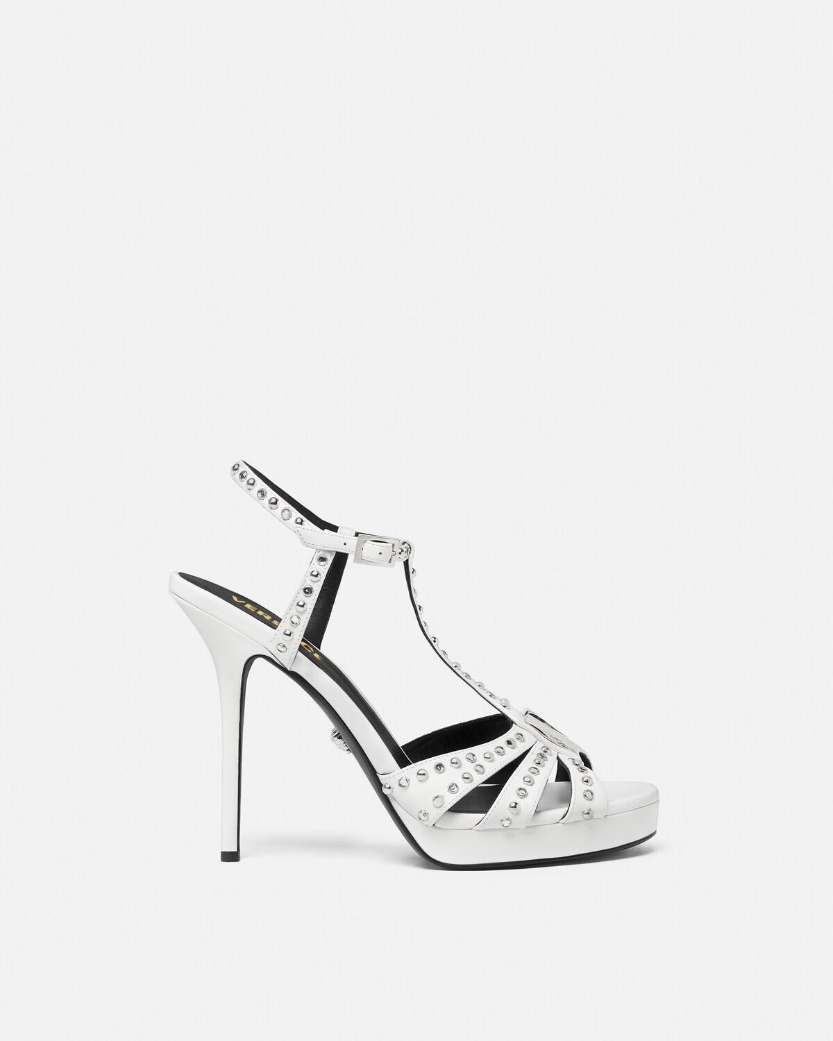 V Embellished Leather Sandals 115 mm
