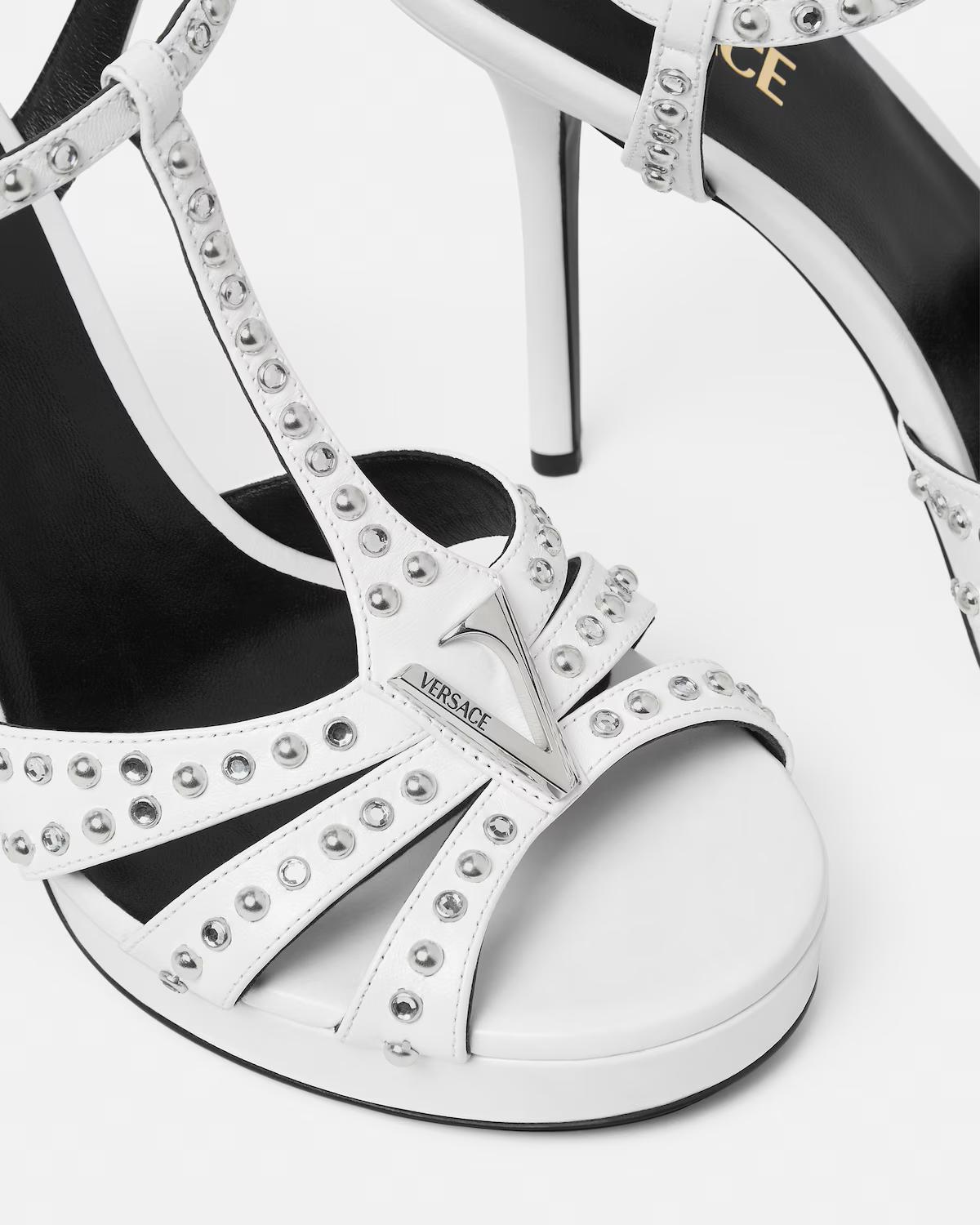 V Embellished Leather Sandals 115 mm - Image 4