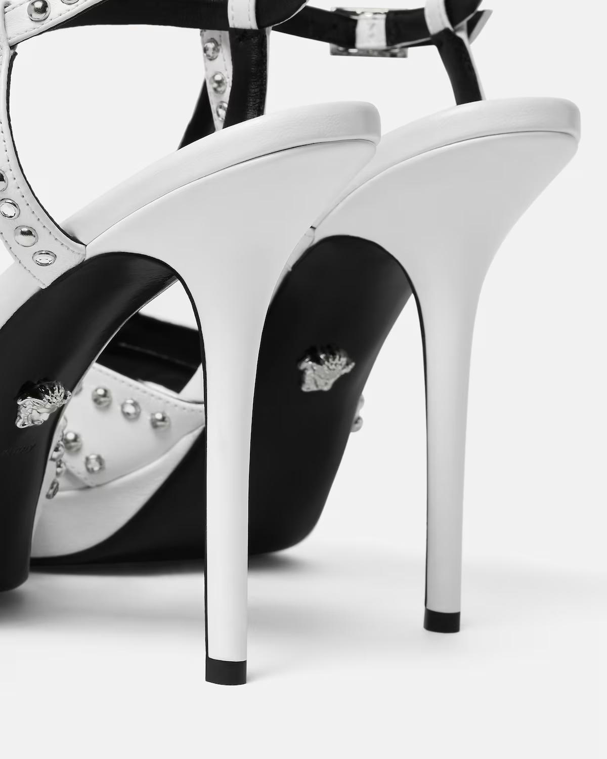 V Embellished Leather Sandals 115 mm - Image 5