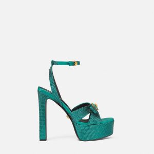 Gianni Ribbon Embellished Satin Sandals 140 mm