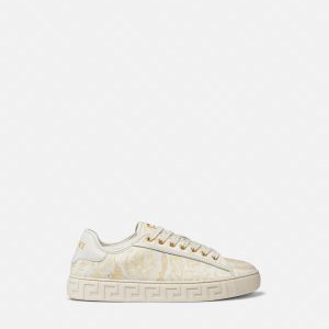 Greca Printed Canvas Sneakers