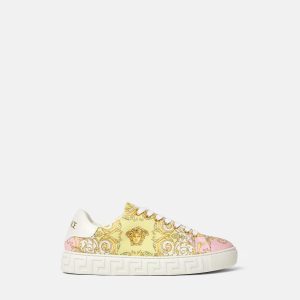 Greca Printed Canvas Sneakers