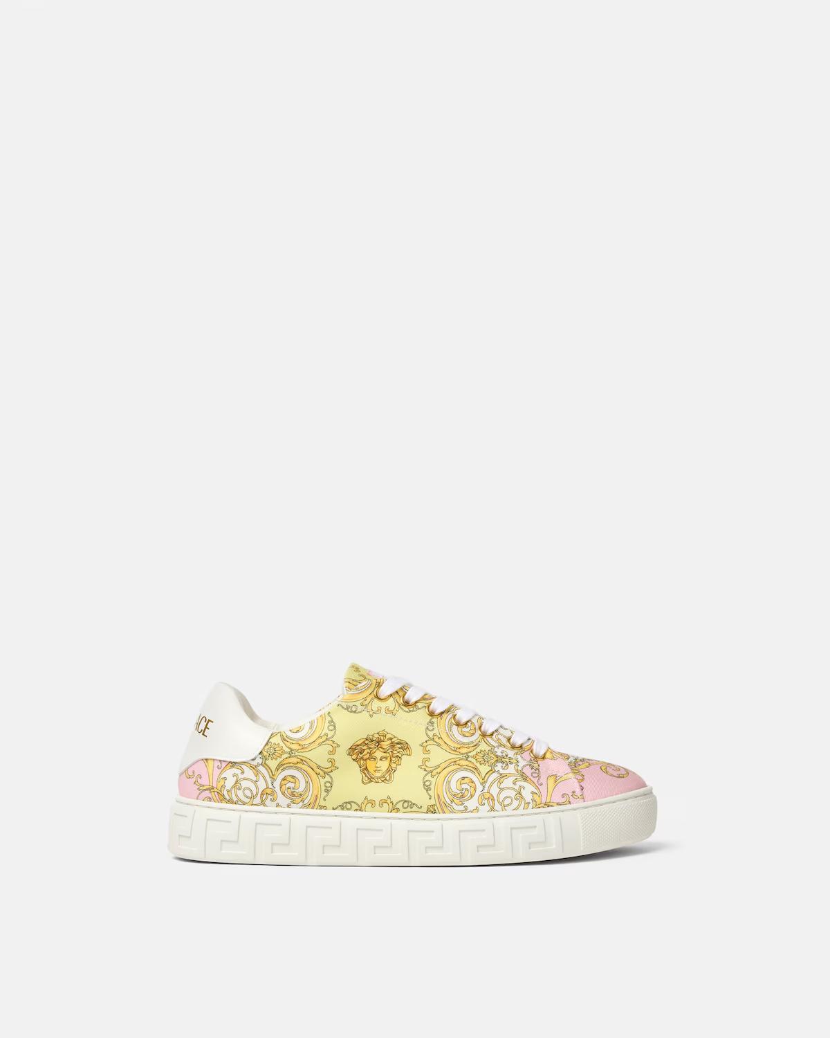 Greca Printed Canvas Sneakers