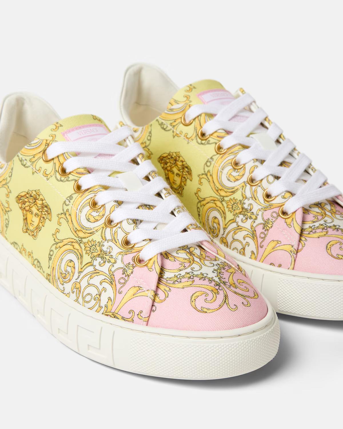 Greca Printed Canvas Sneakers - Image 4