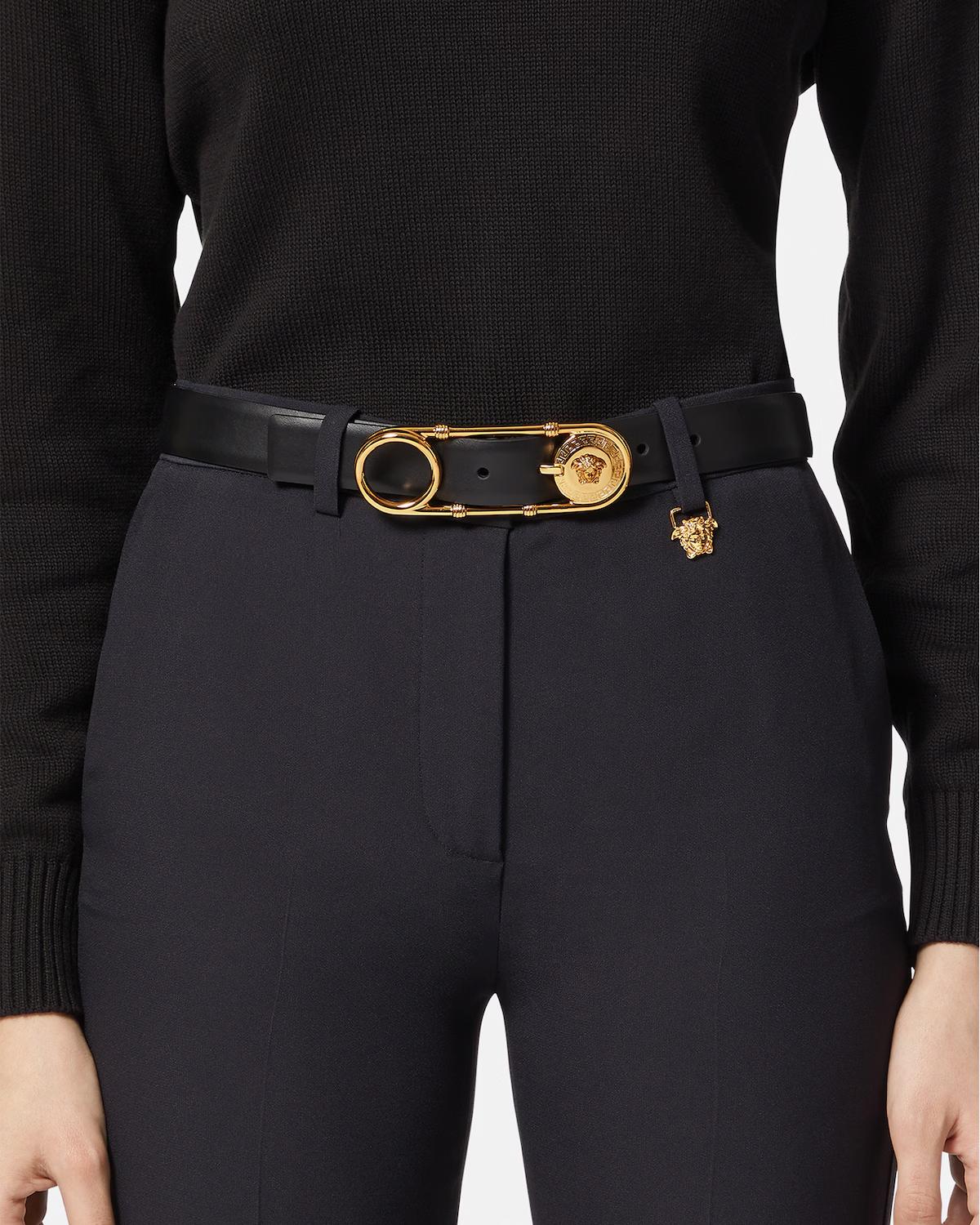 Safety Pin Leather Belt 3 cm - Image 3
