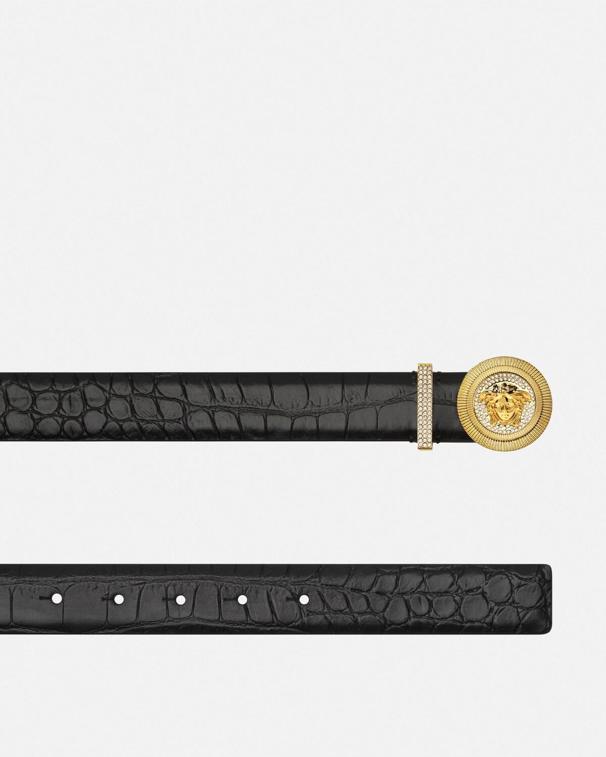 Medusa Biggie Embellished Croc-Effect Belt 3 cm - Image 2