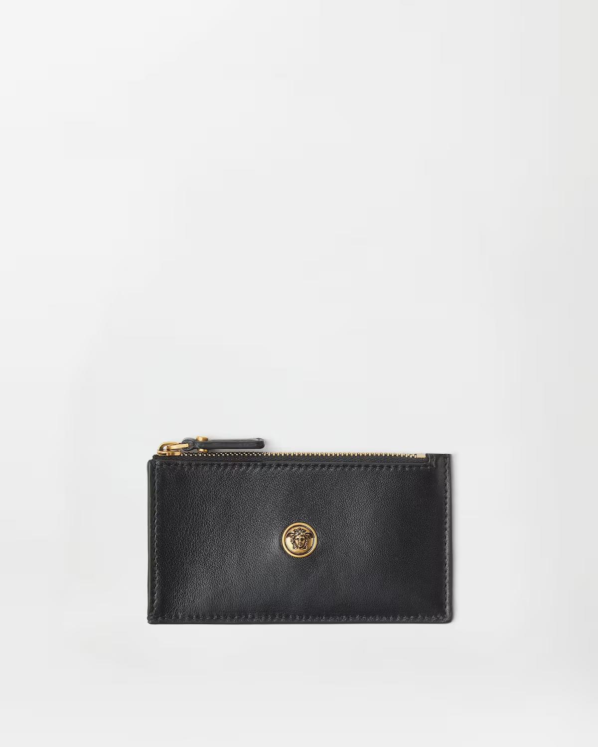 Embl??me Leather Zip Card Holder