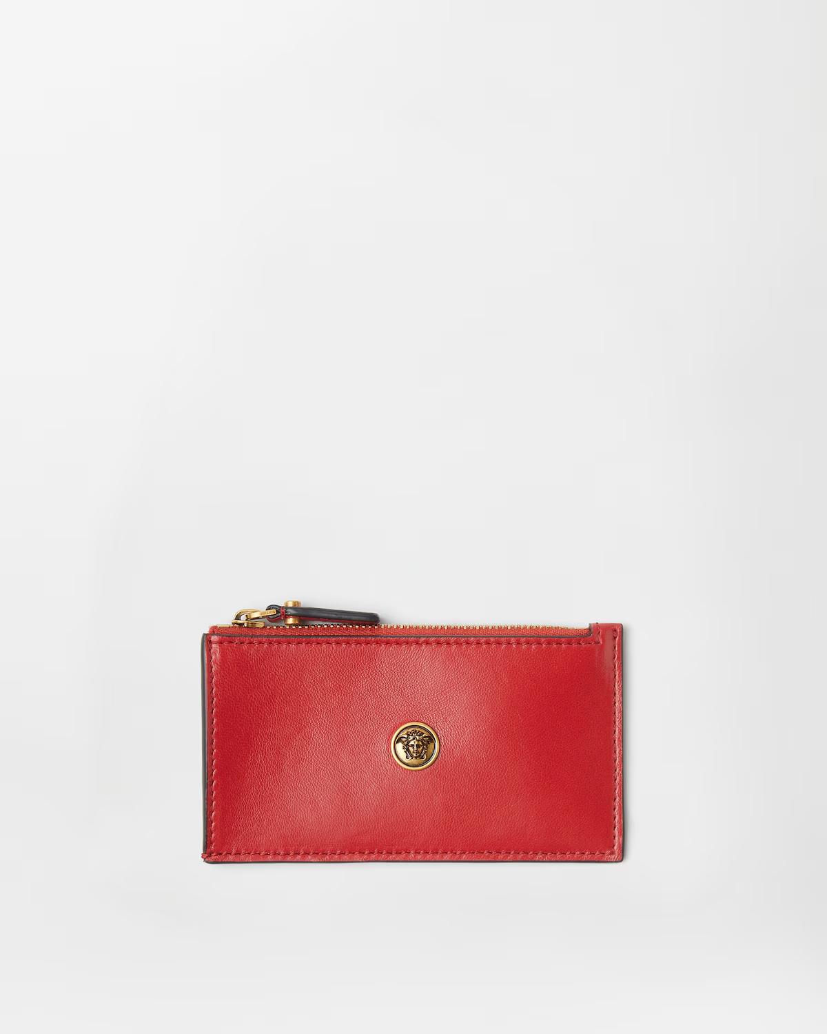Embl??me Leather Zip Card Holder