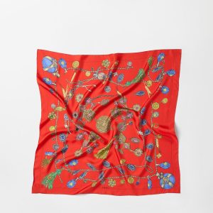 Printed Silk Twill Scarf 90 cm