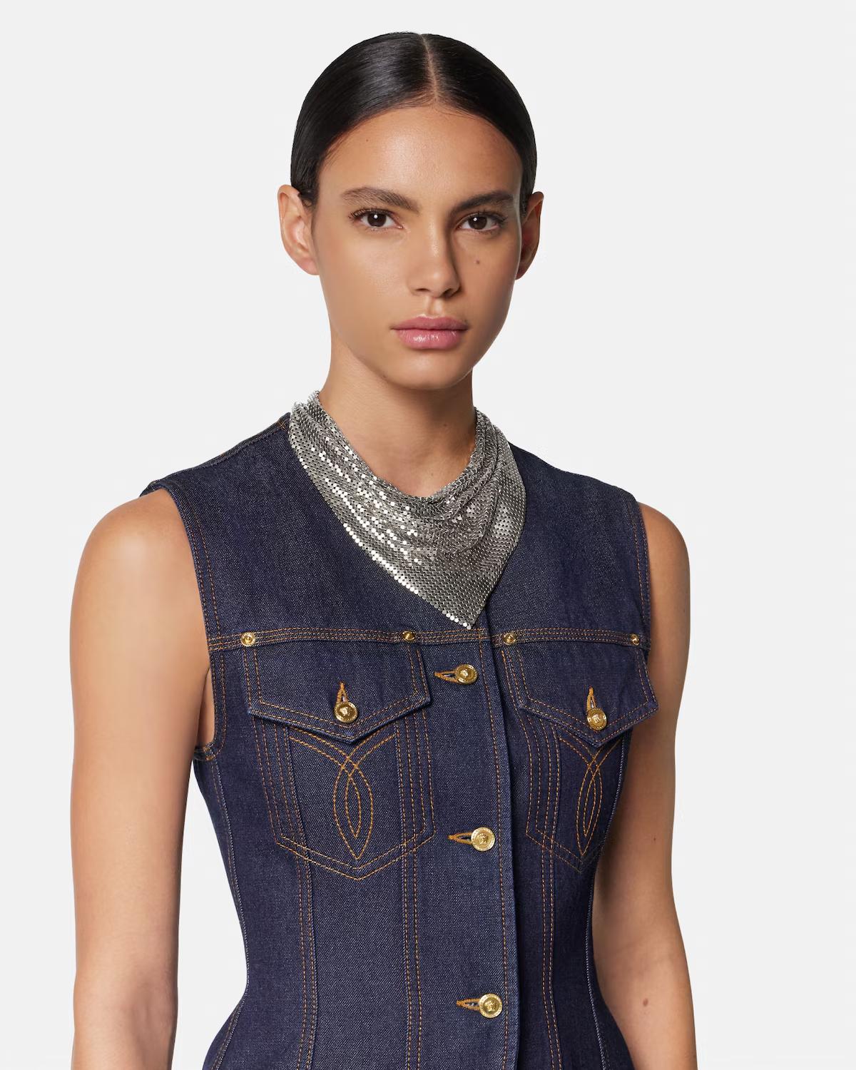 Metal Mesh Bandana Necklace - Image 3