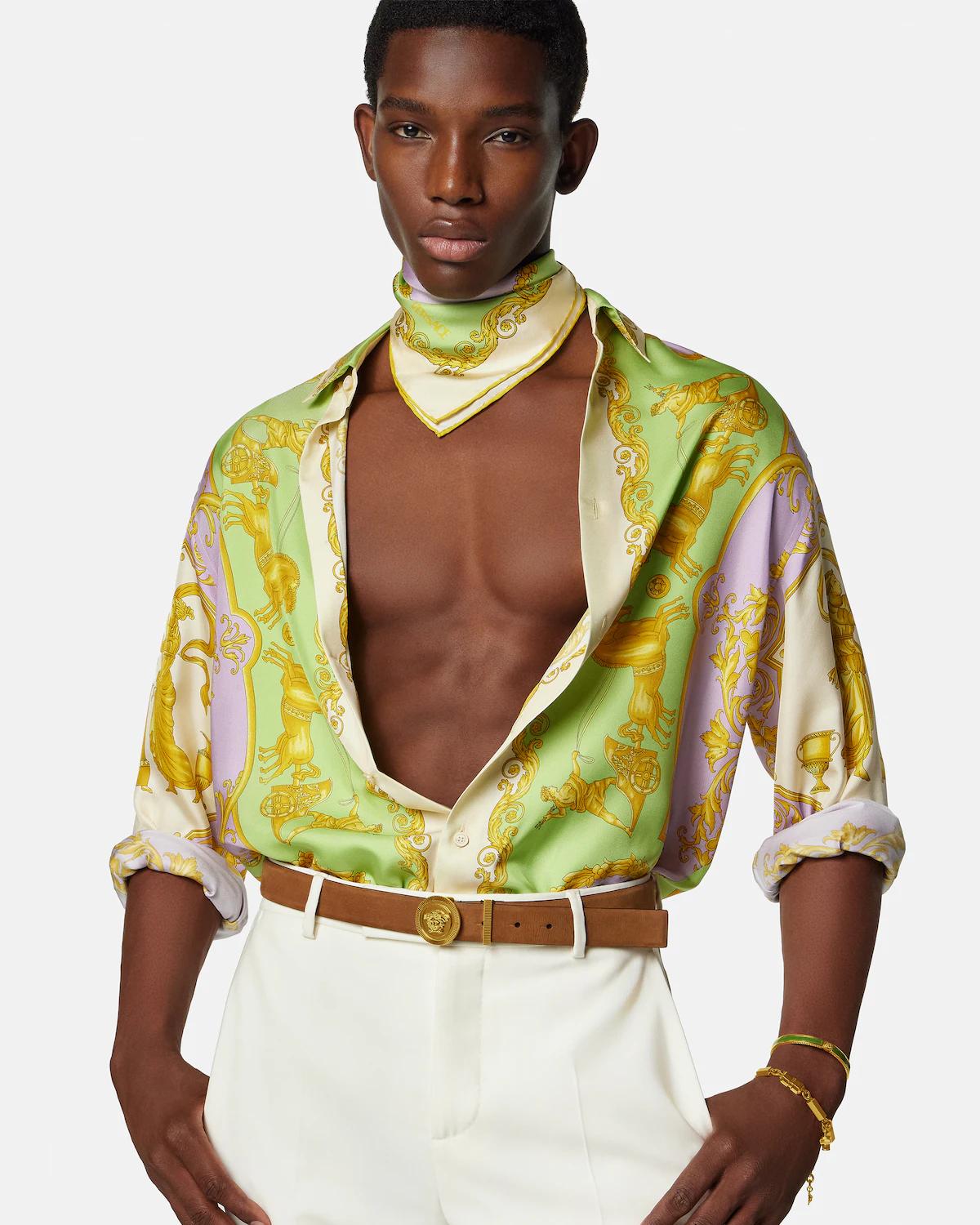 Printed Silk Twill Scarf 90 cm - Image 3