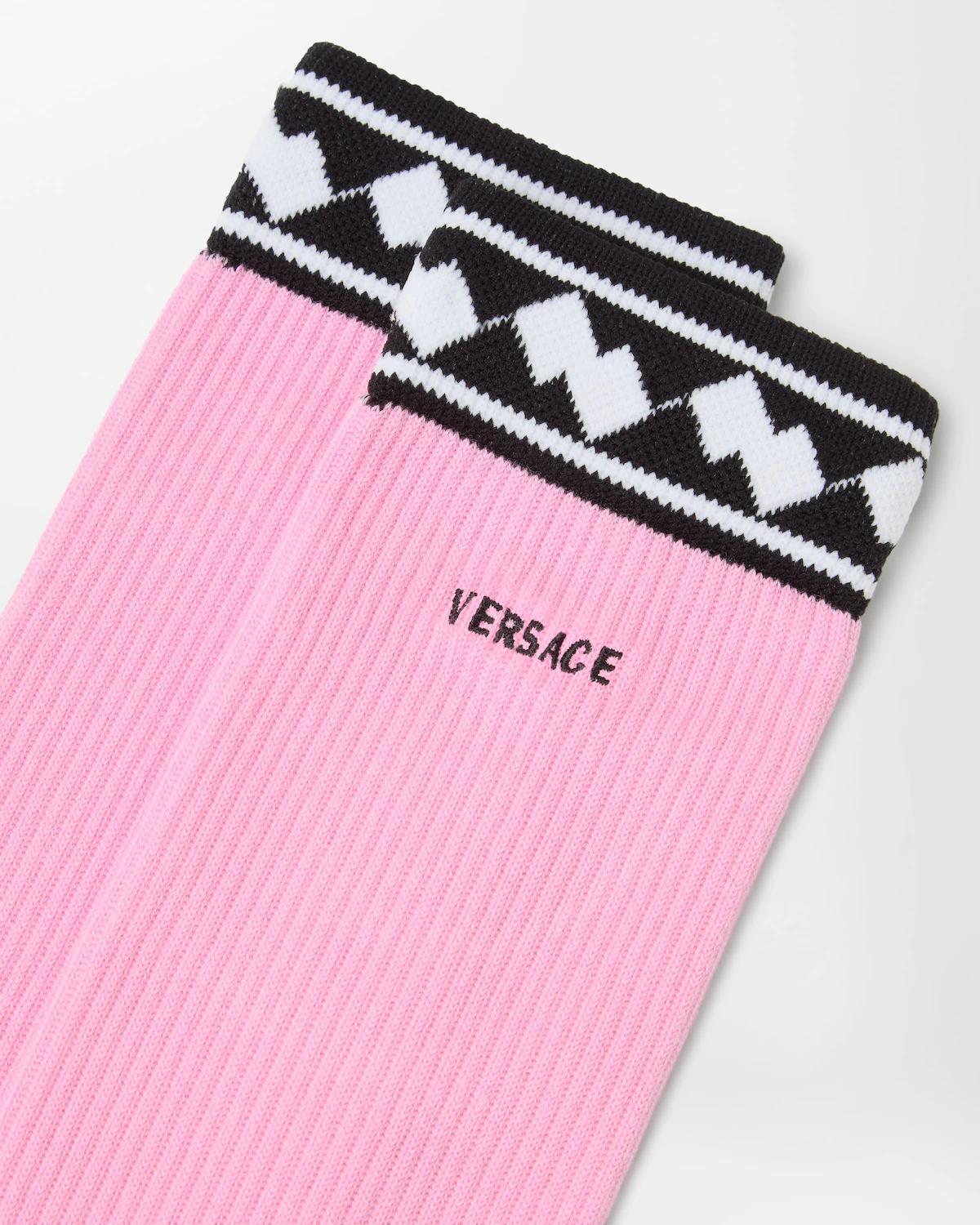 Embroidered Cotton Ribbed Socks - Image 2