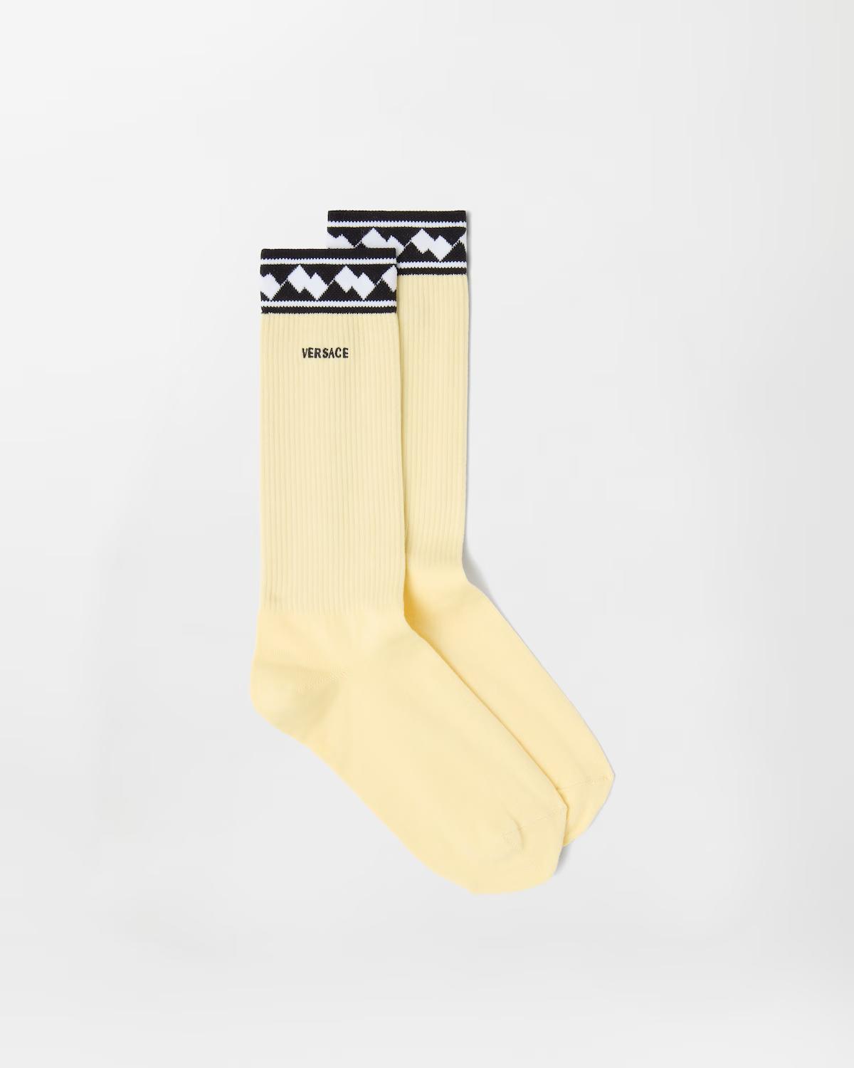 Embroidered Cotton Ribbed Socks