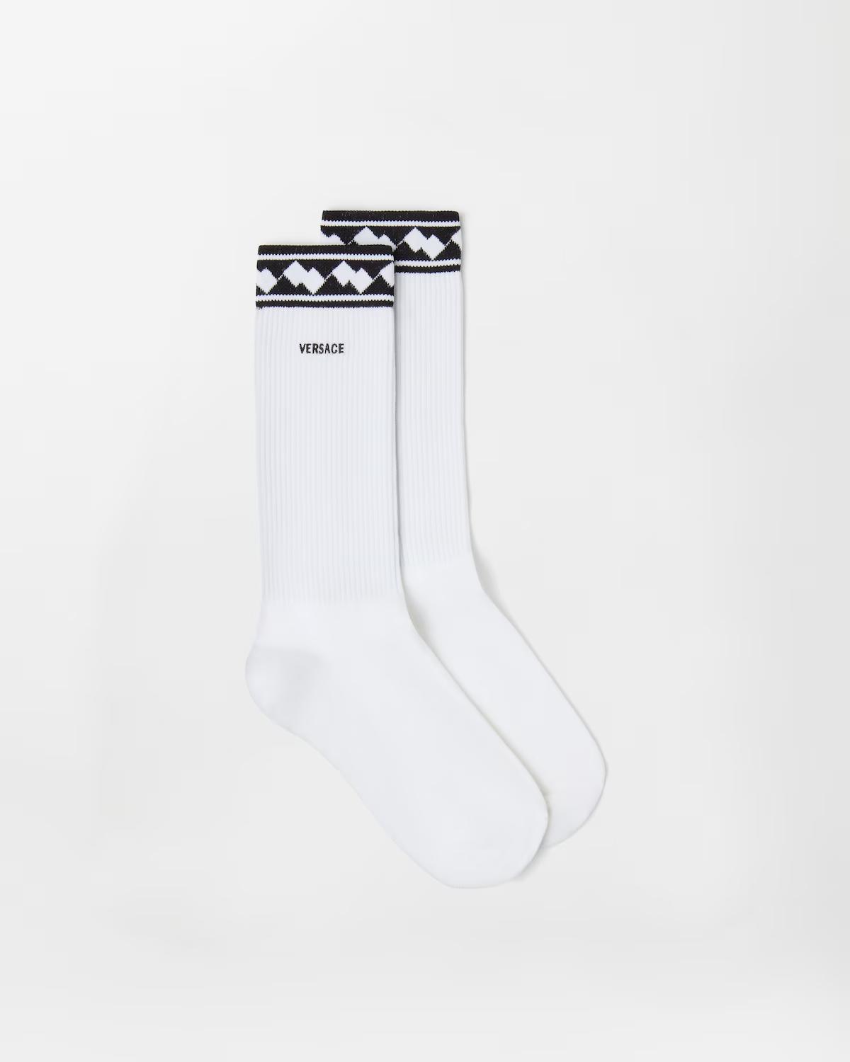 Embroidered Cotton Ribbed Socks