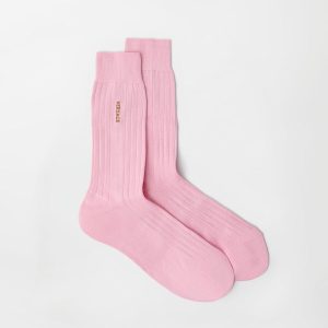Embroidered Cotton Ribbed Socks